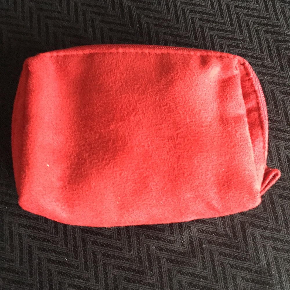 Adorable red velvet cosmetic bag.